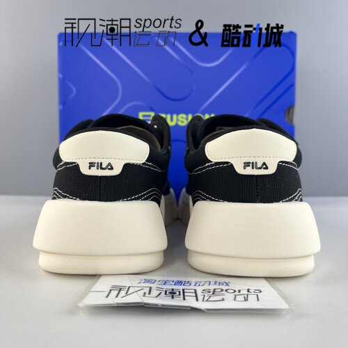 FILA斐乐POP一代 黑白男女防滑轻便休闲帆布板鞋T12M125107FBK - 图1