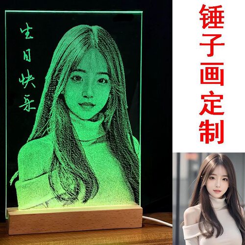 顺丰包邮】送女友非遗锤子玻璃画琉璃画敲击照片定制生日纪念日 - 图1