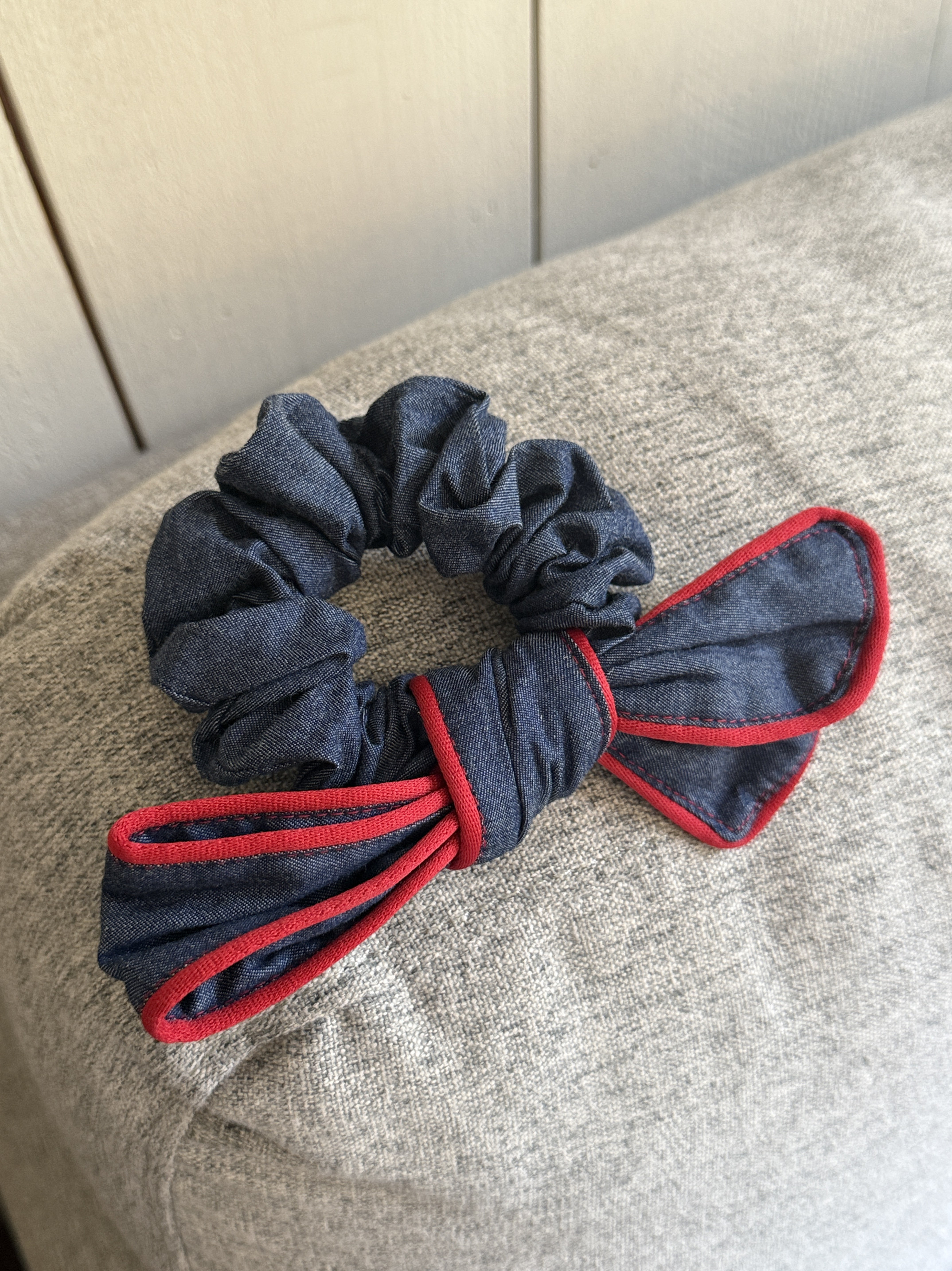 韩国高级感撞色牛仔蓝蝴蝶结发圈2025新款后脑勺低马尾扎发头绳女,淘宝优惠券,粉丝福利购,淘宝优惠卷