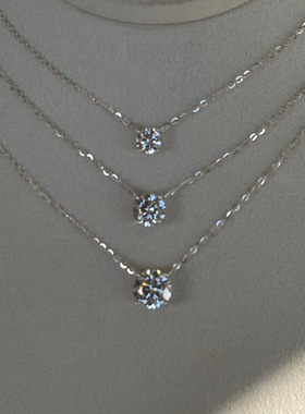 诗予饰S925纯银单钻四爪微镶项链