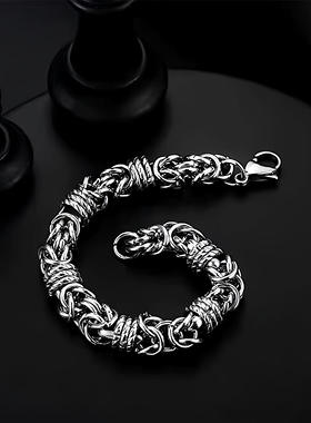 诗予饰男不锈钢无镶耐磨编织手链