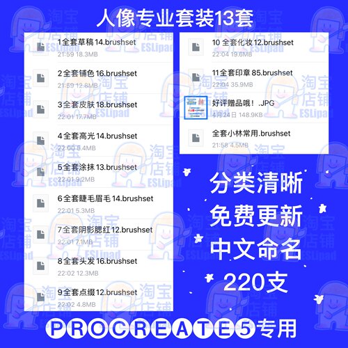 Procreate笔刷全套人像欧美人物ipad笔刷200支小林画画素材ESL - 图1