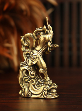 黄铜做旧魁星点斗复古摆件