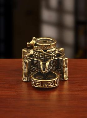 黄铜时来运转石磨摆件创意左右