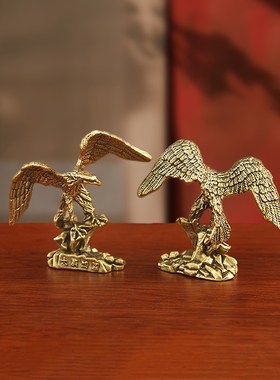 纯黄铜大展宏图鹰小摆件