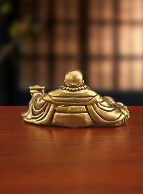 黄铜弥勒佛迷你小佛像实心大肚佛创意复古小铜器家居办公桌面装饰