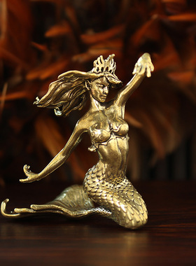 黄铜美人鱼仙女创意飞天女神像
