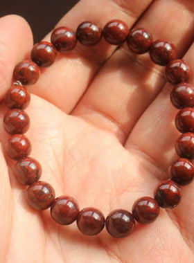天然桂林鸡血玉手链8mm女款玉石