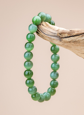 和田玉碧玉猫眼8mm单圈手串轻奢素串天然玉石（多样性发其一）