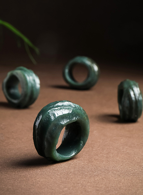 印象眸和田玉青玉戒指扳指