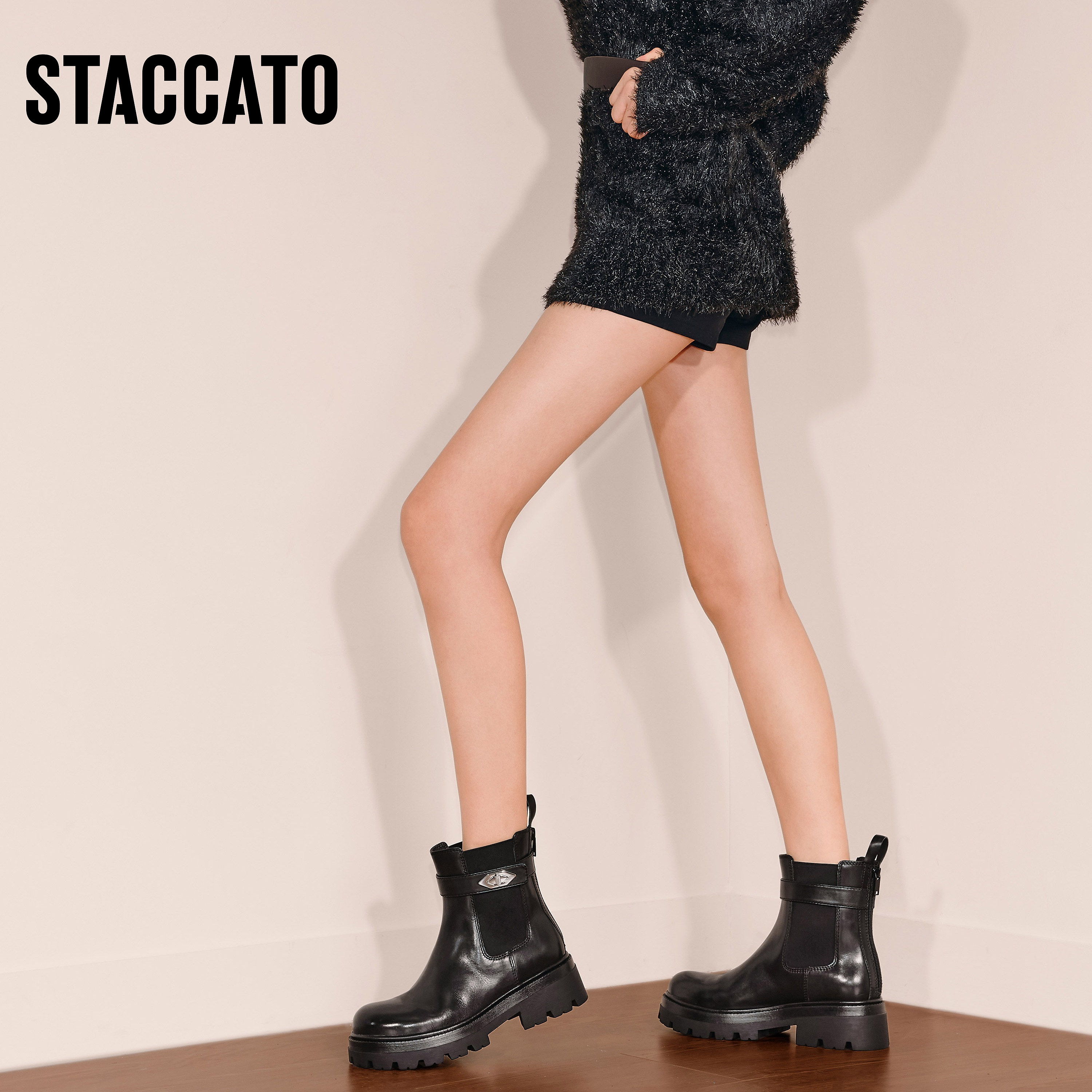 思加图新款复古英伦风切尔西靴烟筒靴中靴时装靴女靴靴子EIW01DZ5,淘宝优惠券,粉丝福利购,淘宝优惠卷