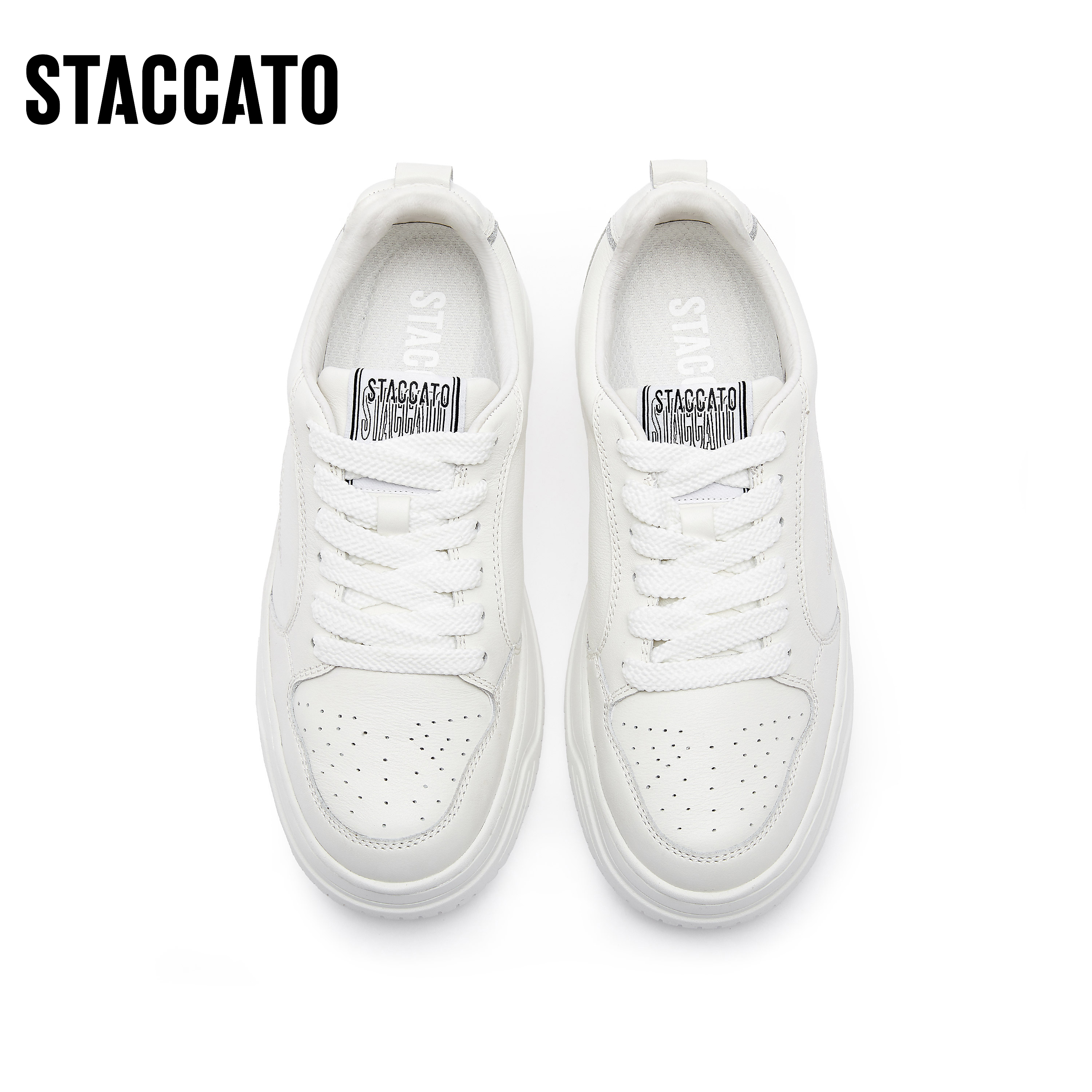 思加图新款时尚小白鞋厚底增高休闲板鞋透气女鞋EUW04AM4 - 图2