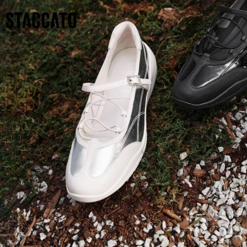 思加图新款魔镜魔镜芭蕾舞鞋玛丽珍鞋银色单鞋女EB306AA5 - 图0