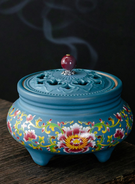 润鑫缘珐琅彩盘香炉熏香炉