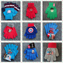 Children Gloves Autumn Winter Five Fingers Thin boy Spider-Man United States Captain Thomas O  TU Man Warm Knit Tide