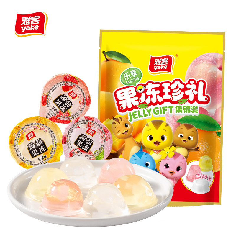 雅客萌鸡小队联名款蒟蒻果冻椰果果冻袋装集锦味零食儿童零嘴400g