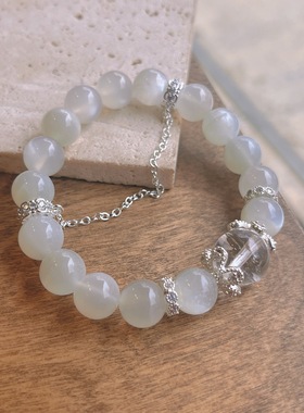 2025新款九紫离火运天然白月光手串水晶手链月光石10mm正品包邮