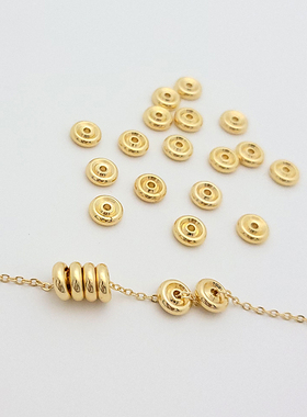 18k真金色光面包圈算盘珠diy