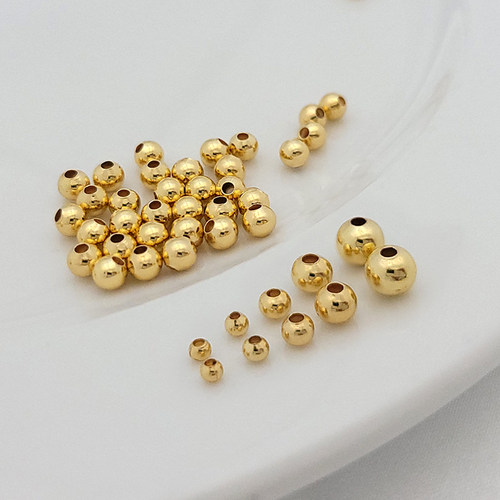 保色14K包金隔珠18K圆金珠diy手链项链串珠银色散珠饰品材料配件 - 图2