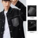 Peacebird Men's Workwear Denim Jacket Men 2023 Spring New Trend Leather Stitching Lapel Jacket Men