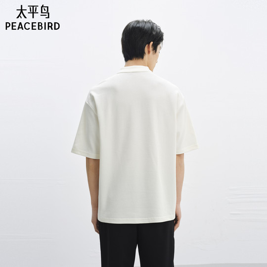 【晚心联名】太平鸟男装 40支polo衫2025年夏新款宽松翻领短袖t潮