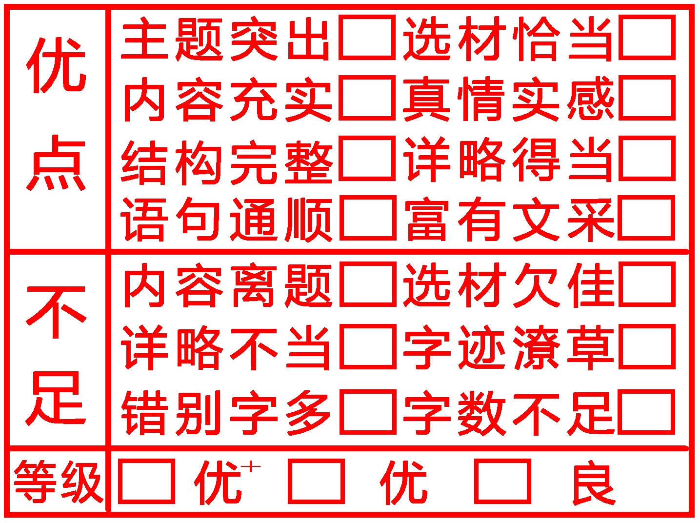 作文批改印章初中小学生语文教师评语检查语句点评章文章评价定制