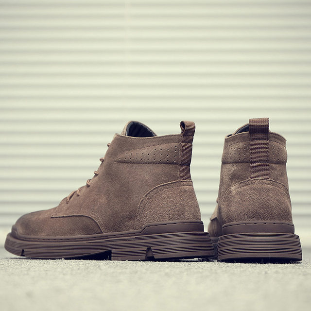 Martin boots men's middle-skin genuine leather casual British work boots