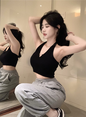 小吊带背心法式美背短款露脐上衣