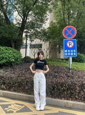短袖T恤上衣小个子正肩短款露脐