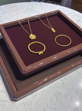 高级感文玩托盘翡翠手镯手串展示盘复古珠宝首饰饰品项链看货盘
