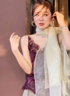 香槟金双层桑蚕丝丝巾围巾系脖高级感轻薄真丝披肩女轻奢长款纱巾