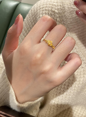 新中式玫瑰与蛇戒指复古灵蛇戒指生肖蛇戒气质高级感简约本命指环