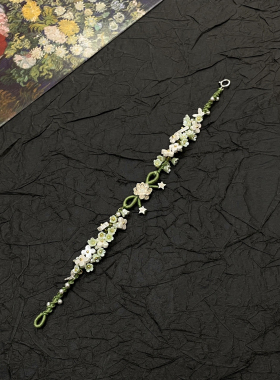 手工编织莲花蝴蝶手绳绿色小花蝴蝶手链简约百搭时尚轻奢闺蜜手绳