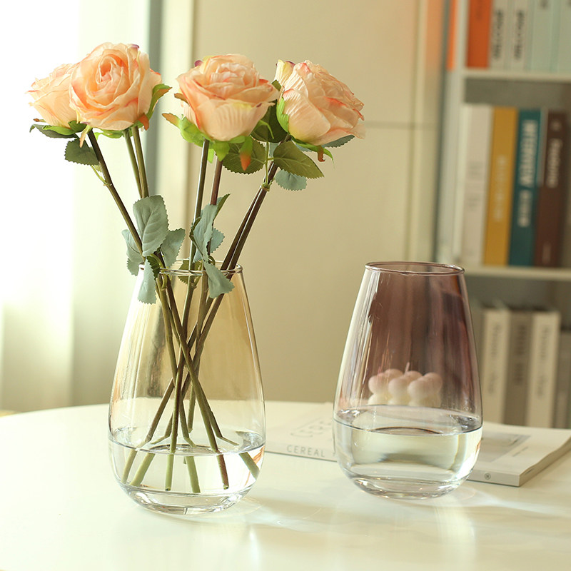 北欧玻璃花瓶透明创意客厅插花鲜花玫瑰百合向日葵家用干花摆件,淘宝优惠券,粉丝福利购,淘宝优惠卷