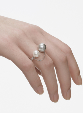 josyandlove不对称灰白珍珠戒指