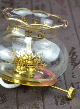 煤油灯结婚佛堂大号煤油灯陶瓷沙金莲花油灯金色佛具供佛灯具供具