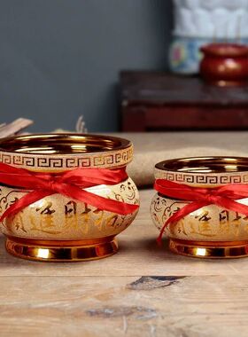 金色供奉财神佛光普照寺庙插香炉