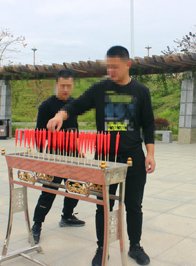 带竹红蜡烛带针不锈钢蜡烛台供奉寺庙佛堂户外蜡烛座架子烛槽佛具