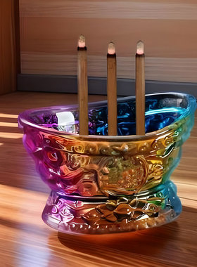 迷你小香炉元宝香炉特小财神香炉开业礼物玻璃香炉黄色香炉