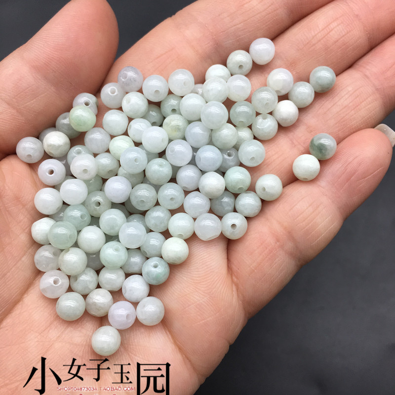 翡翠圆珠6mm散珠手工DIY配珠 隔珠手绳项链项链配饰玉珠顶珠饰品 - 图0
