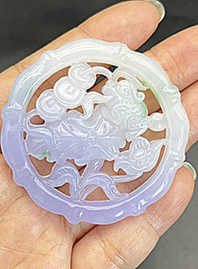 翠色镂空玉佩琉璃荷叶玉吊坠颈饰