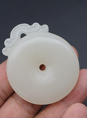 仿白玉平安扣吊坠挂件双面雕刻民族风腰佩流苏情侣款玉佩玉坠颈饰