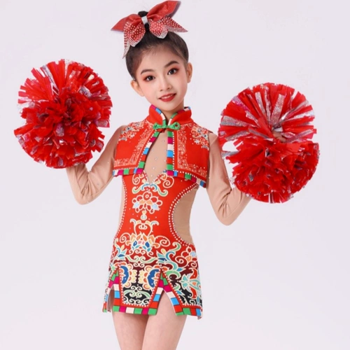 Одежда для девочек-черлидеров, одежда для художественной гимнастики, одежда для выступлений в этническом стиле, детская одежда для сценических выступлений по искусству, необычная одежда для навыков