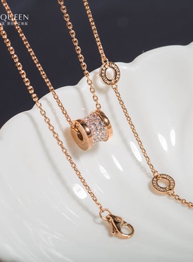 钛钢小蛮腰小款项链女满钻欧美