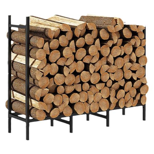 户外柴火架极简风室内外储木架子铁艺大容量木柴收纳架壁炉木材框 - 图3
