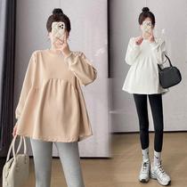2024 Spring and autumn new Korean version of fashion internet red big code loose pregnant woman with long sleeves outside wearing design sensation blouse