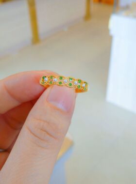 古法黄金色编织戒指女款如意花丝