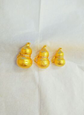 黄金色拉丝点钻葫芦吊坠金店同款