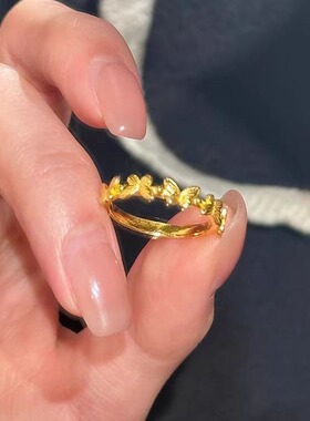 新中式复古立体蝴蝶戒指女款可调