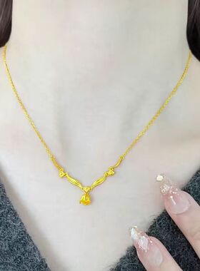 黄金色铃兰花项链女款轻奢小众时